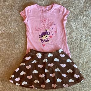 2 piece lot; Gymboree velour skort & monkey tshirt